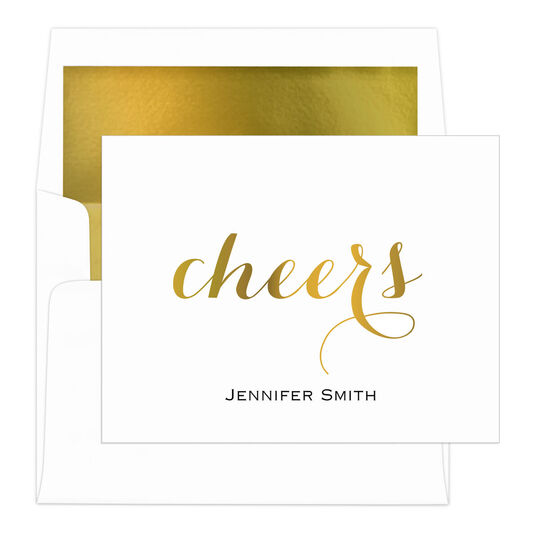 Cheers Foldover Foil Stamped Note Cards with Lined Envelopes